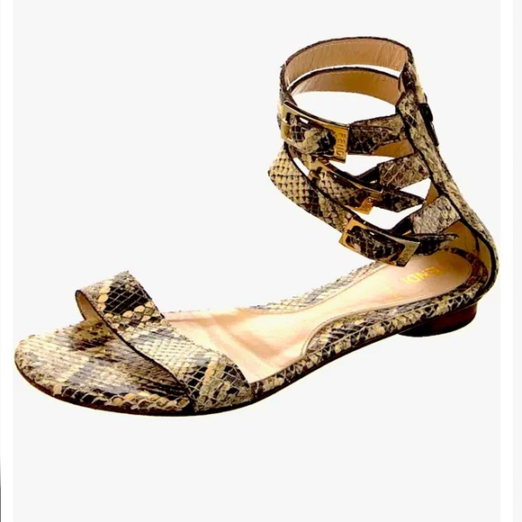 Fendi Shoes - FENDI Snakeskin Python Gladiator Strappy Sandals Flats